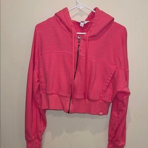 JoyLab Cropped Pink Zip Hoodie